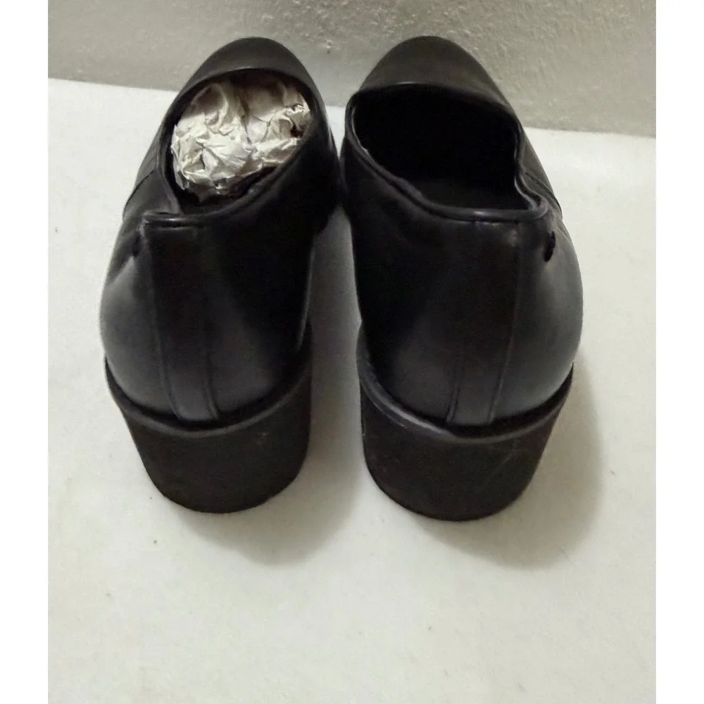Vionic Willa Wedge Loafers Womens 9 Black Water Repellent Leather Lug